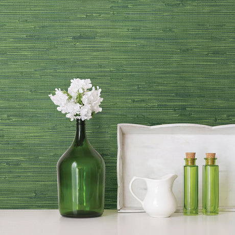 Brewster 2904-24419 Fiber Green Faux Grasscloth Wallpaper