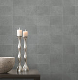 Brewster 2904-24909 Cecelia Dark Grey Faux Tile Wallpaper