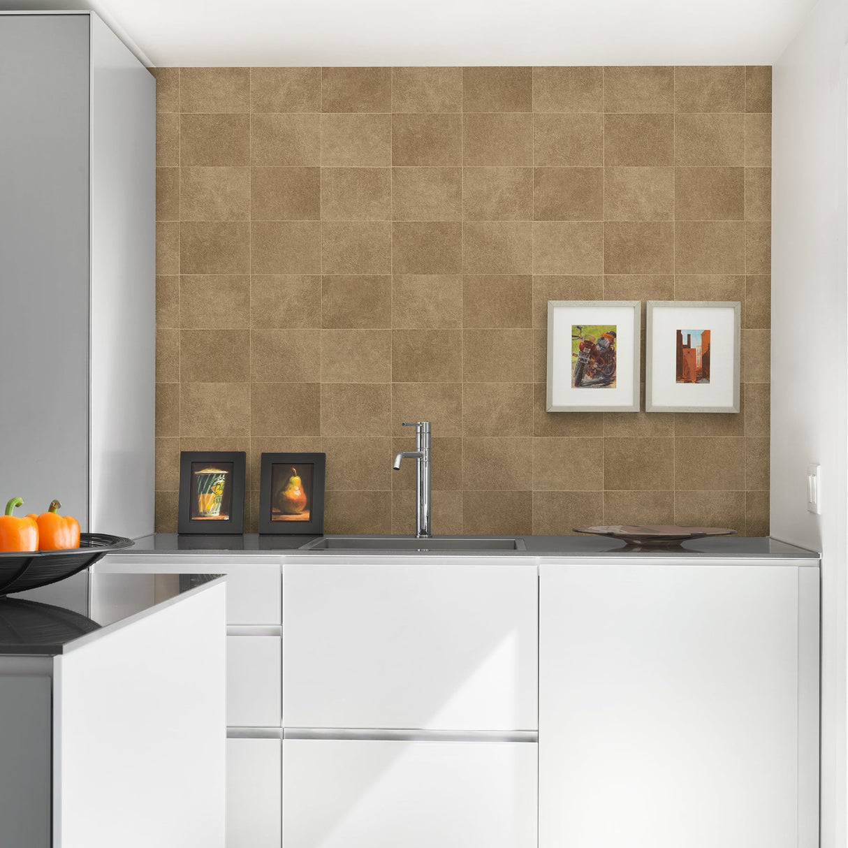 Brewster 2904-24910 Cecelia Bronze Faux Tile Wallpaper