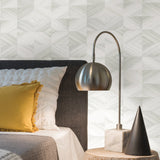 Brewster 2904-25378 Stratum Light Grey Geometric Faux Wood Wallpaper