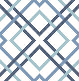 Brewster 2904-25436 Saltire Blue Geometric Wallpaper