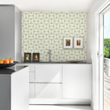 Brewster 2904-25670 Deedee Green Geometric Faux Grasscloth Wallpaper