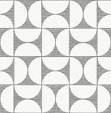 Brewster 2904-25672 Deedee Black Geometric Faux Grasscloth Wallpaper