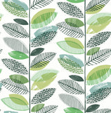 Brewster 2904-25681 Nyssa Green Leaves Wallpaper