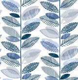 Brewster 2904-25682 Nyssa Blue Leaves Wallpaper