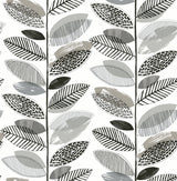 Brewster 2904-25683 Nyssa Grey Leaves Wallpaper