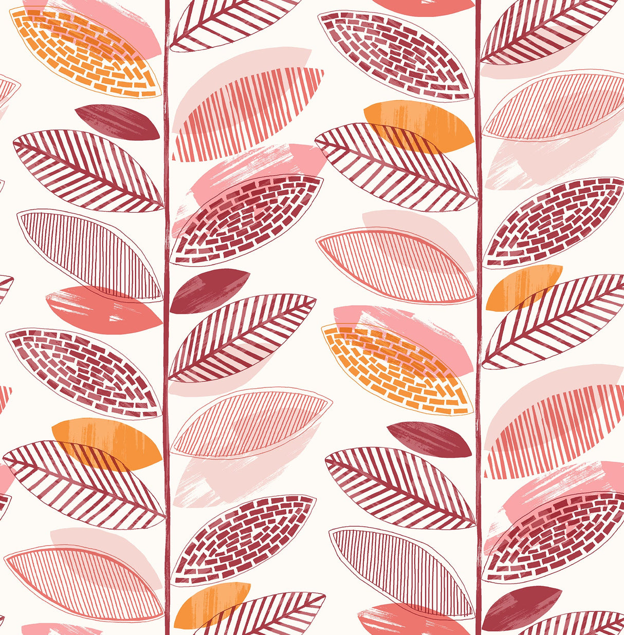 Brewster 2904-25684 Nyssa Coral Leaves Wallpaper