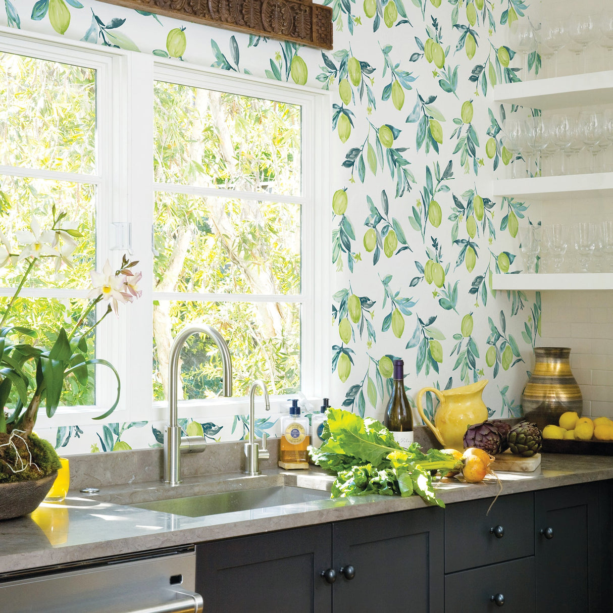 Brewster 2904-25685 Limon Green Fruit Wallpaper