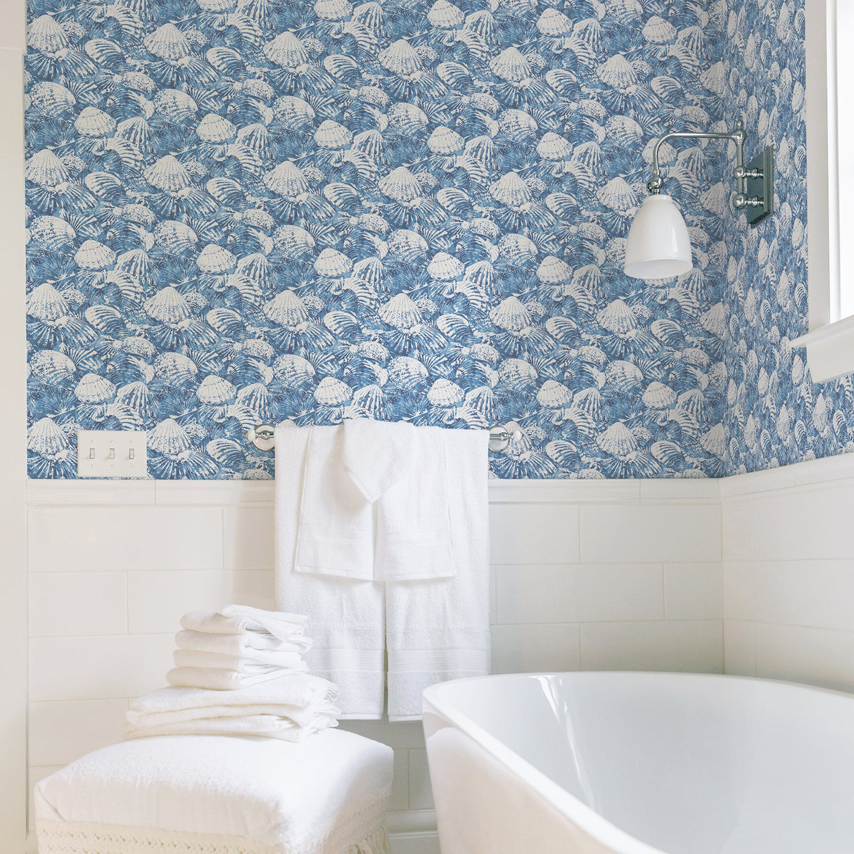 Brewster 2904-25691 Surfside Blue Shells Wallpaper