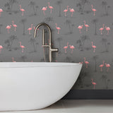 Brewster 2904-41239SW Sanibel Taupe Flamingo Wallpaper