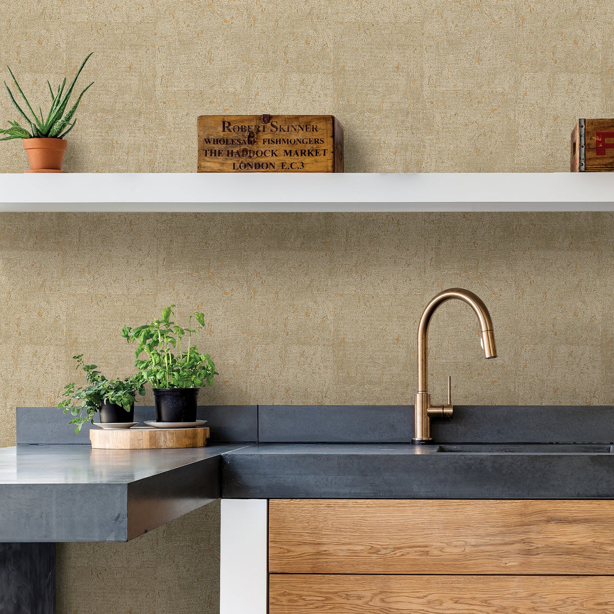 A-Street Prints 2908-24952 Millau Khaki Faux Concrete Wallpaper