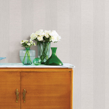 A-Street Prints 2908-25305 Intrepid Light Grey Faux Grasscloth Stripe Wallpaper