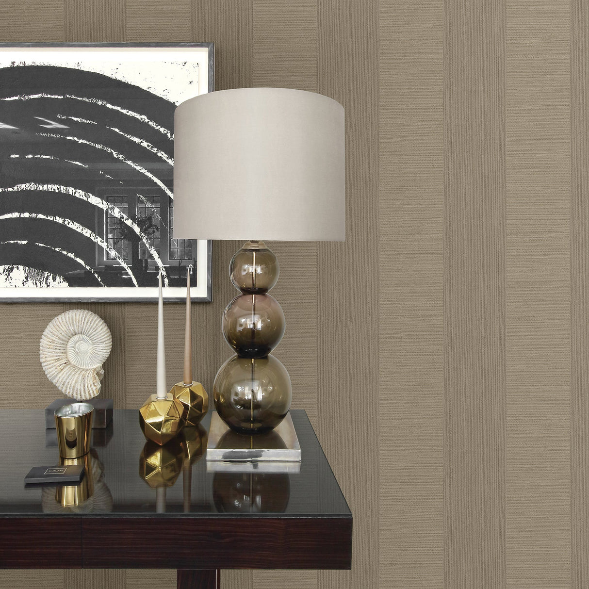 A-Street Prints 2908-25308 Intrepid Beige Faux Grasscloth Stripe Wallpaper
