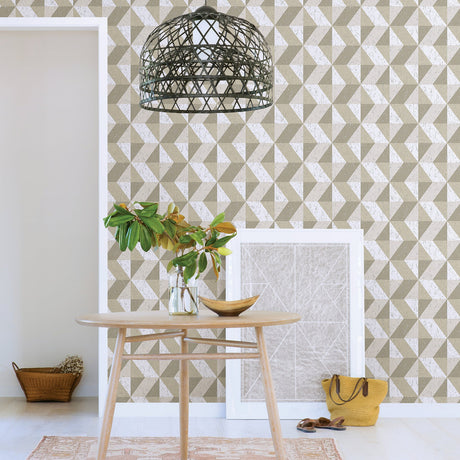A-Street Prints 2908-25313 Cerium Neutral Concrete Geometric Wallpaper