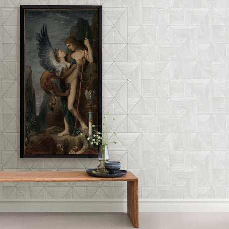 A-Street Prints 2908-25320 Cheverny Light Grey Geometric Wood Wallpaper