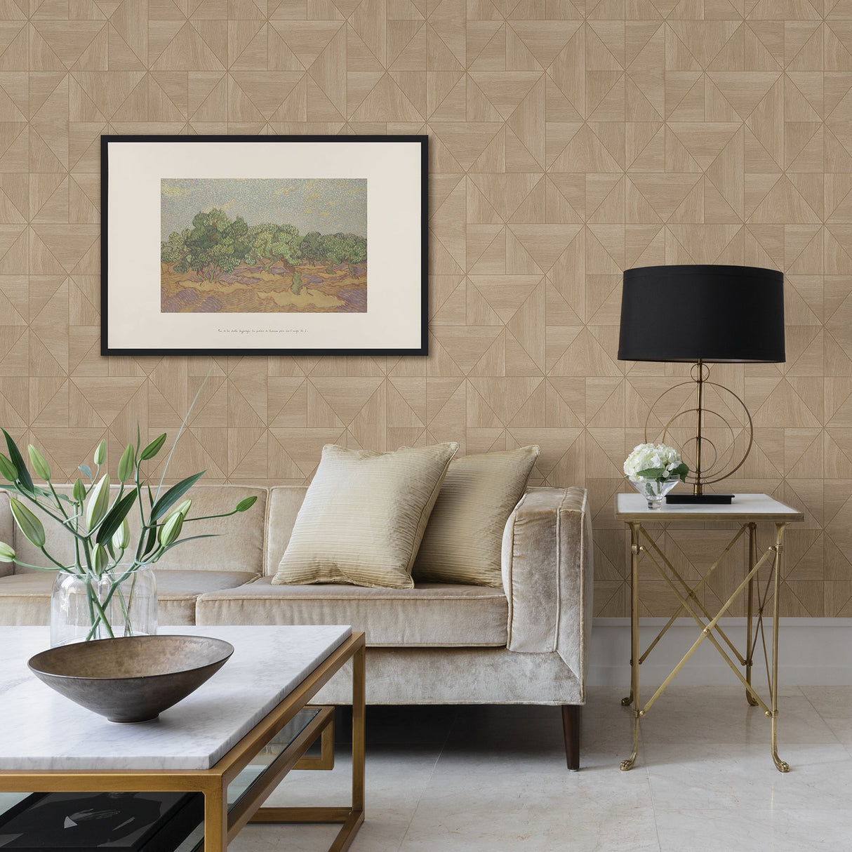 A-Street Prints 2908-25323 Cheverny Beige Geometric Wood Wallpaper