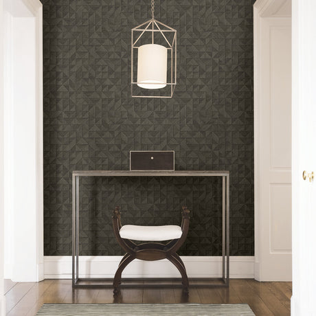 A-Street Prints 2908-25326 Gallerie Dark Brown Geometric Wood Wallpaper