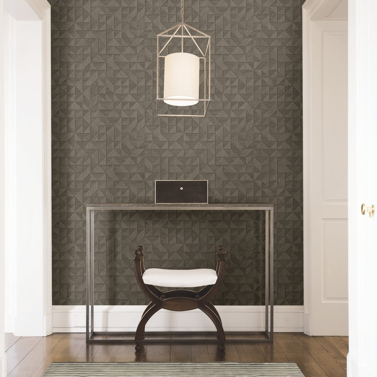 A-Street Prints 2908-25327 Gallerie Taupe Geometric Wood Wallpaper