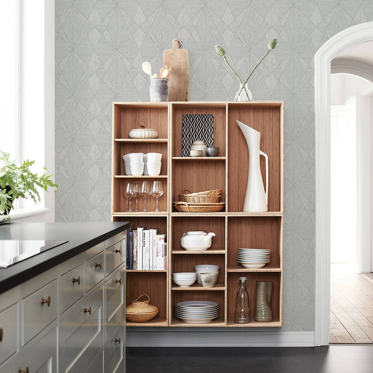 A-Street Prints 2908-25333 Intrinsic Silver Geometric Wood Wallpaper