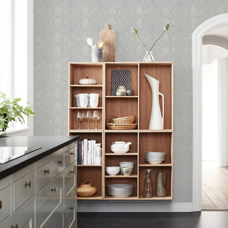 A-Street Prints 2908-25333 Intrinsic Silver Geometric Wood Wallpaper