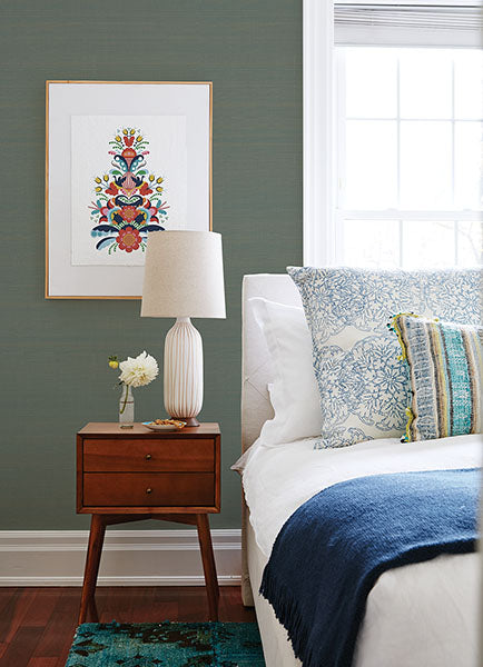 Eade’s Mai Teal Grasscloth Wallpaper Teal
