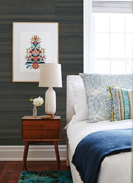 Eade’s Mai Indigo Grasscloth Wallpaper Indigo