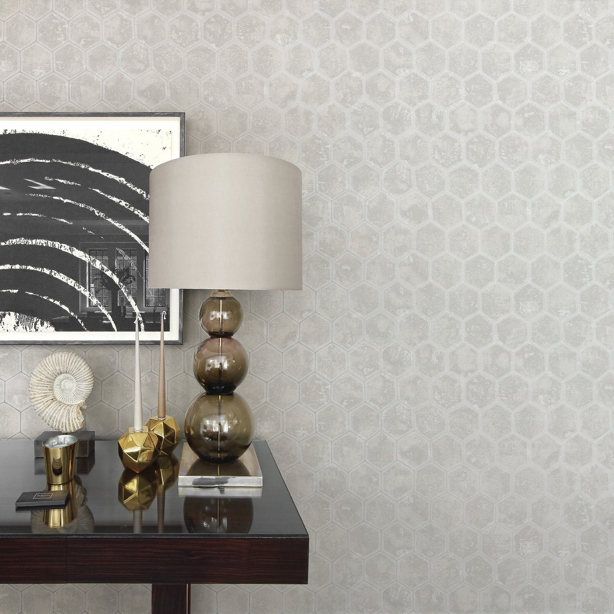 Brewster 2927-00406 Starling Silver Honeycomb Wallpaper