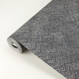 Brewster 2927-00601 Luna Charcoal Distressed Chevron Wallpaper