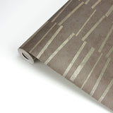 Brewster 2927-10605 Luminescence Brown Abstract Stripe Wallpaper