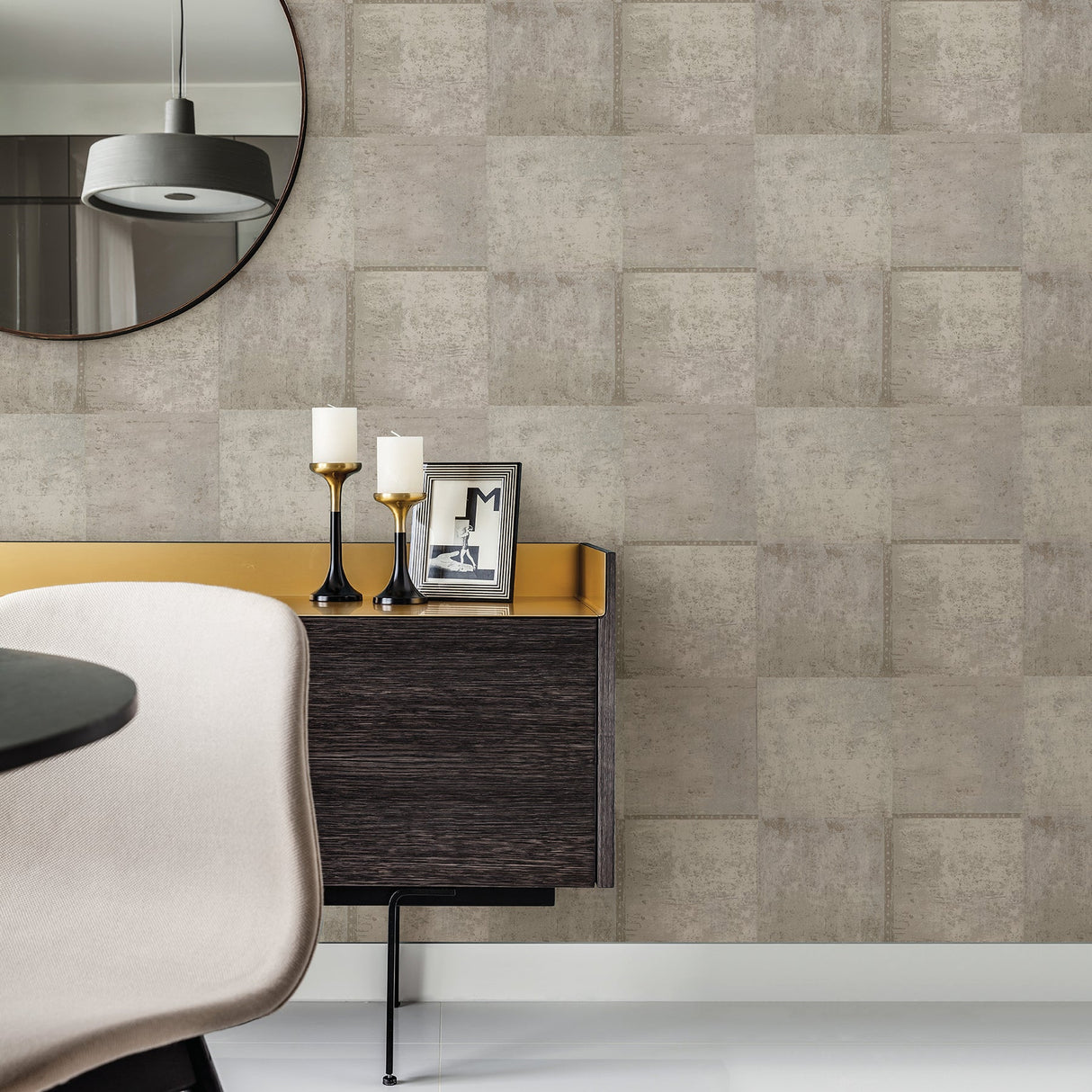 Brewster 2927-10901 Vela Taupe Distressed Geometric Wallpaper