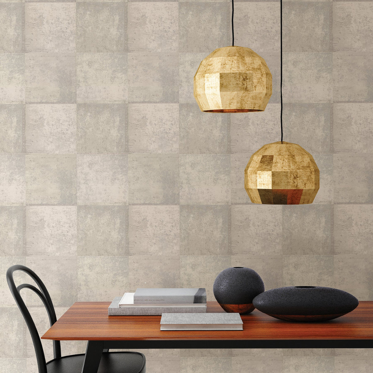 Brewster 2927-10902 Vela Ivory Distressed Geometric Wallpaper