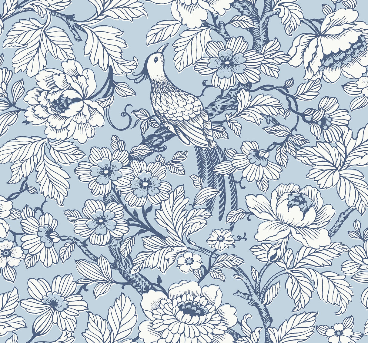 A-Street Prints 2927-80402 Beaufort Dove Peony Chinoiserie Wallpaper - Eade's Wallpaper