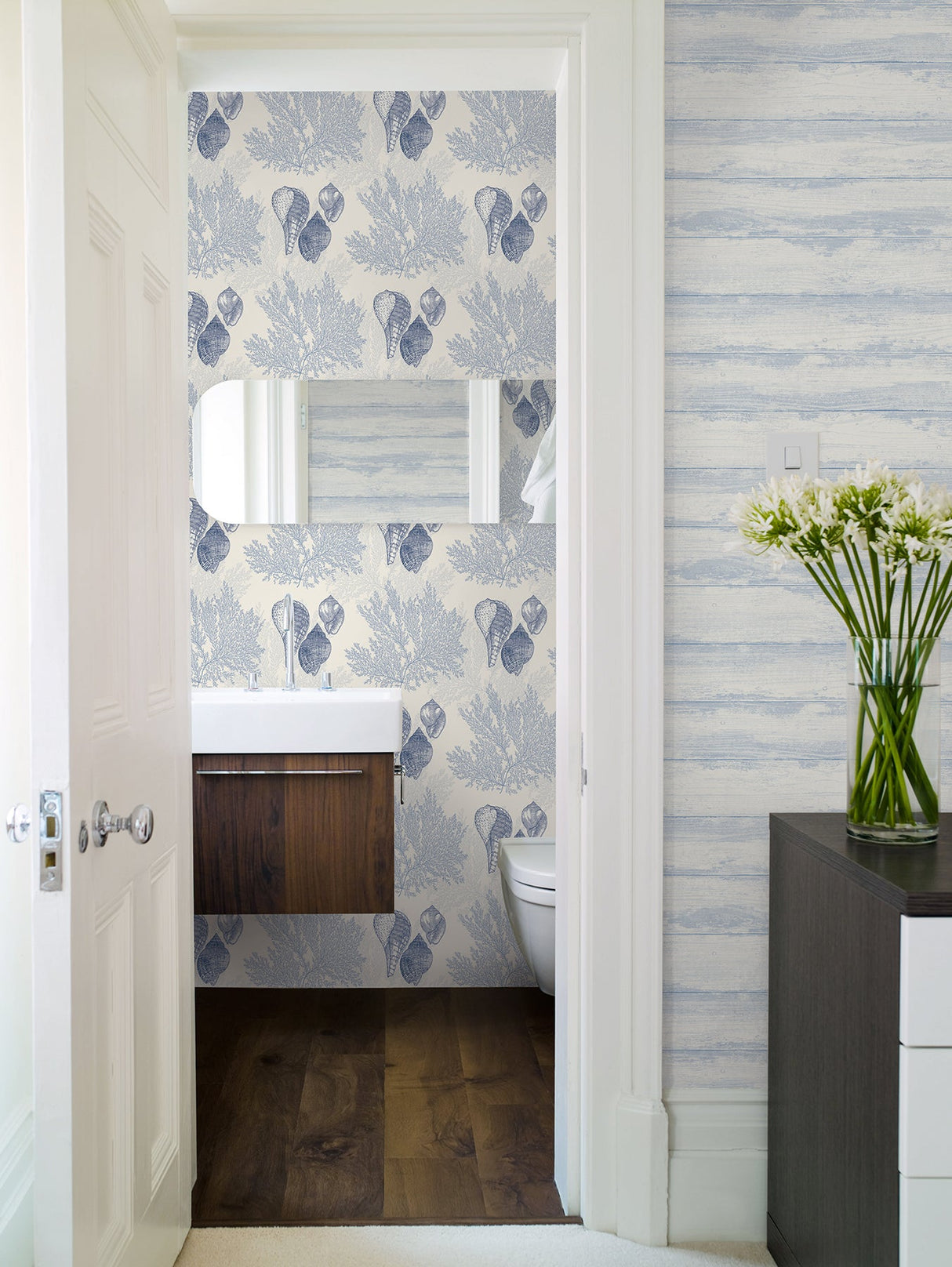 A-Street Prints 2927-81202 Nauset Blue Seashell Shores Wallpaper