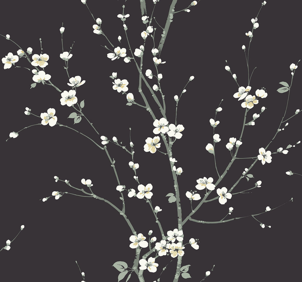 A-Street Prints 2927-81800 Monterey Black Floral Branch Wallpaper
