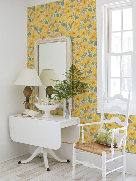 A-Street Prints 2932-65112 Matilda Yellow Poppy Fields Wallpaper