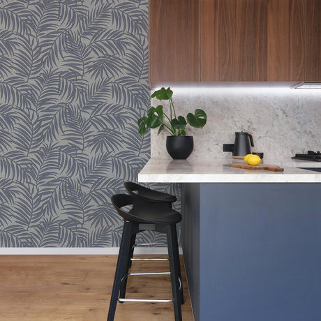 Warner 2945-1131 Lanai Pewter Fronds Wallpaper