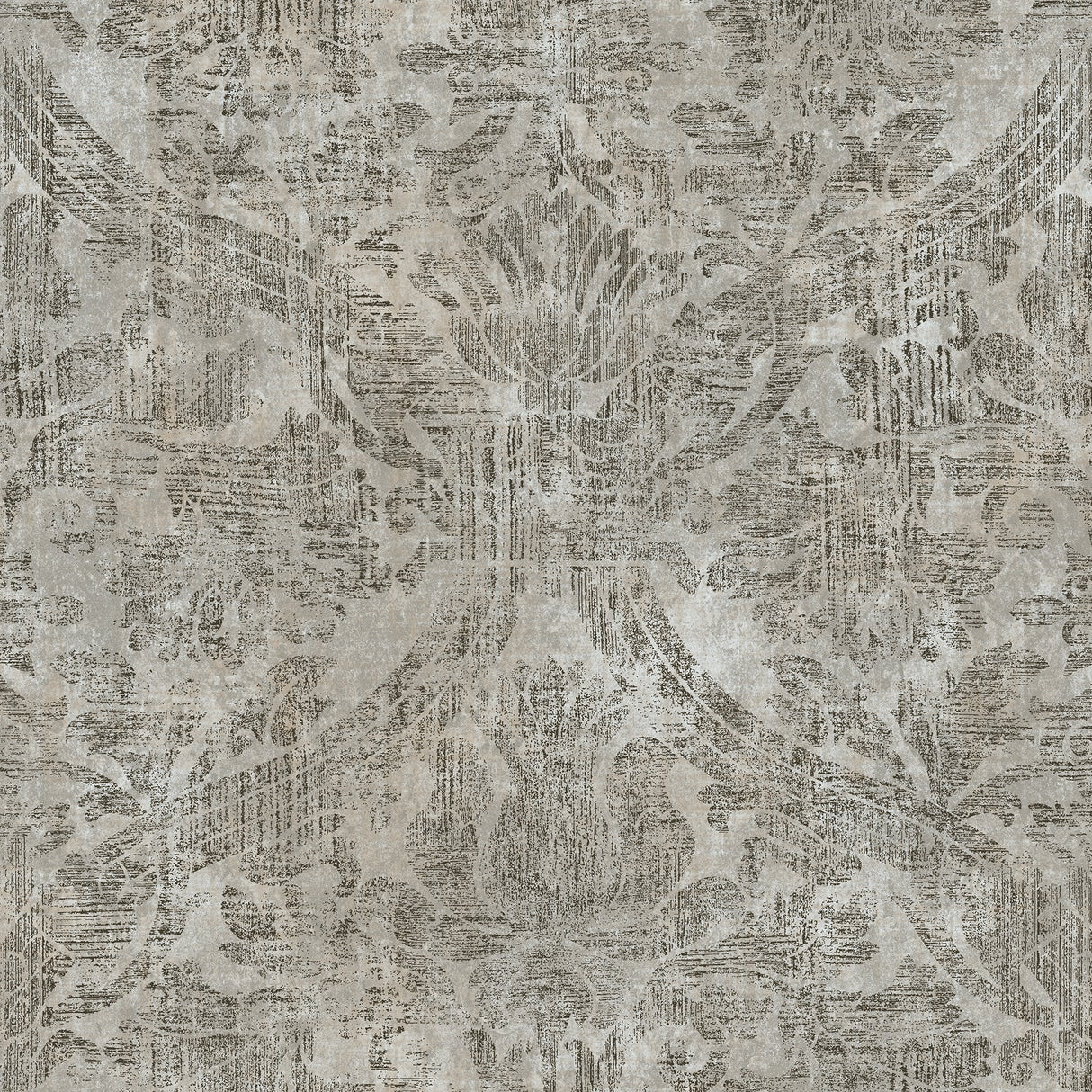 Warner 2945-2755 Abigail Grey Damask Wallpaper