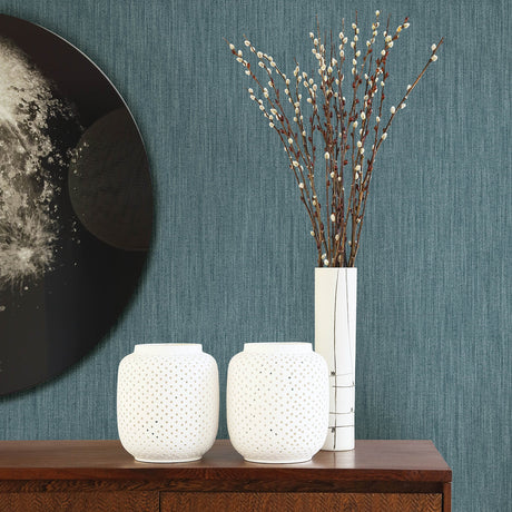 A-Street Prints 2948-25284 Chiniile Blue Linen Texture Wallpaper