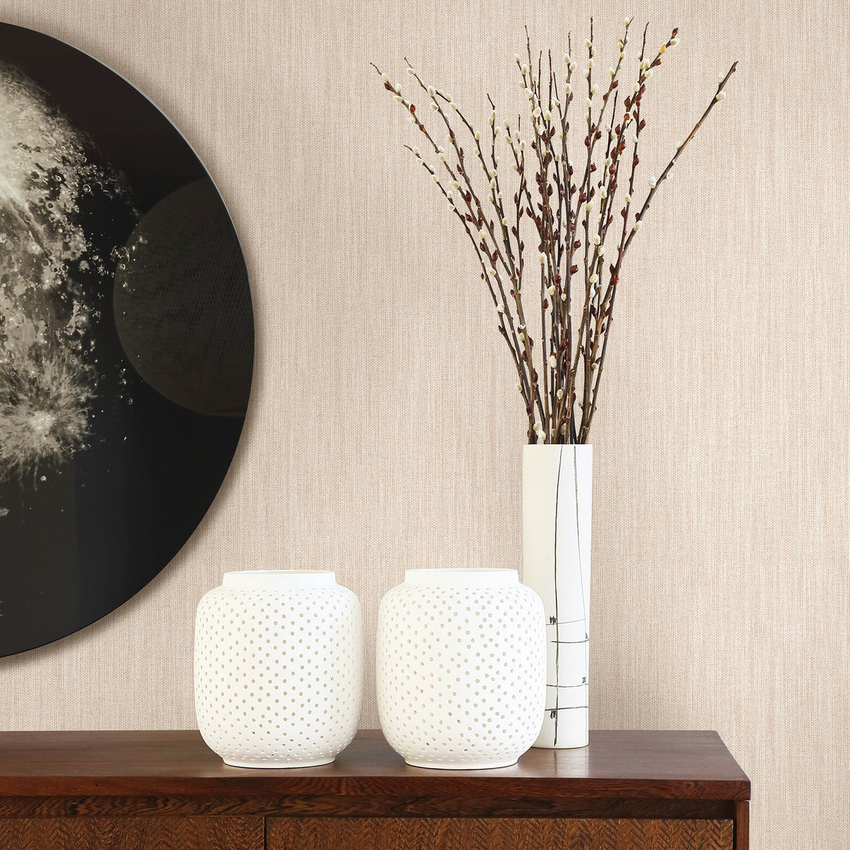 A-Street Prints 2948-25285 Chiniile Blush Linen Texture Wallpaper