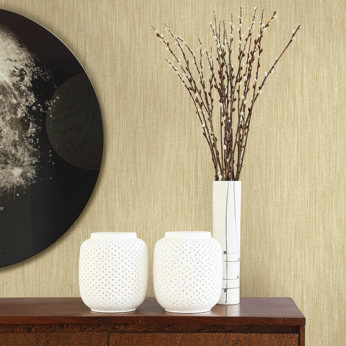 A-Street Prints 2948-25291 Chiniile Wheat Linen Texture Wallpaper