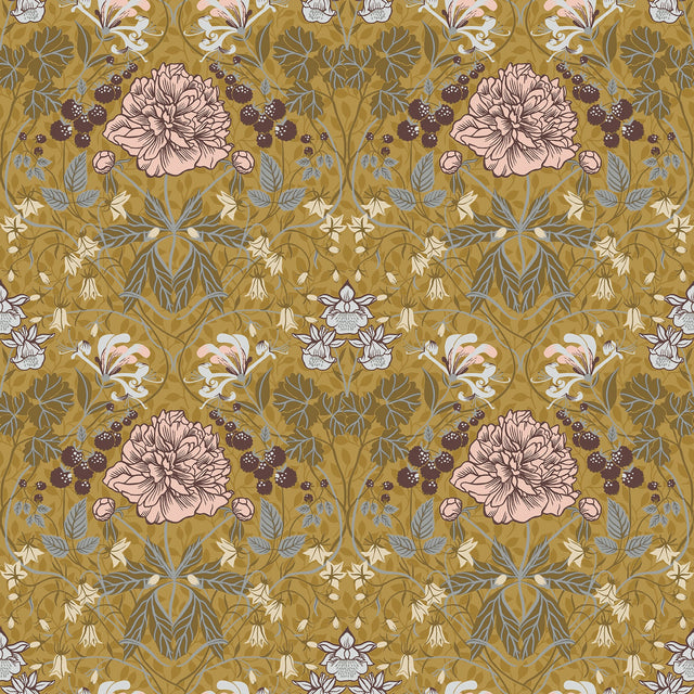 A-Street Prints 2948-28016 Celestine Mustard Floral Wallpaper - Eade's Wallpaper