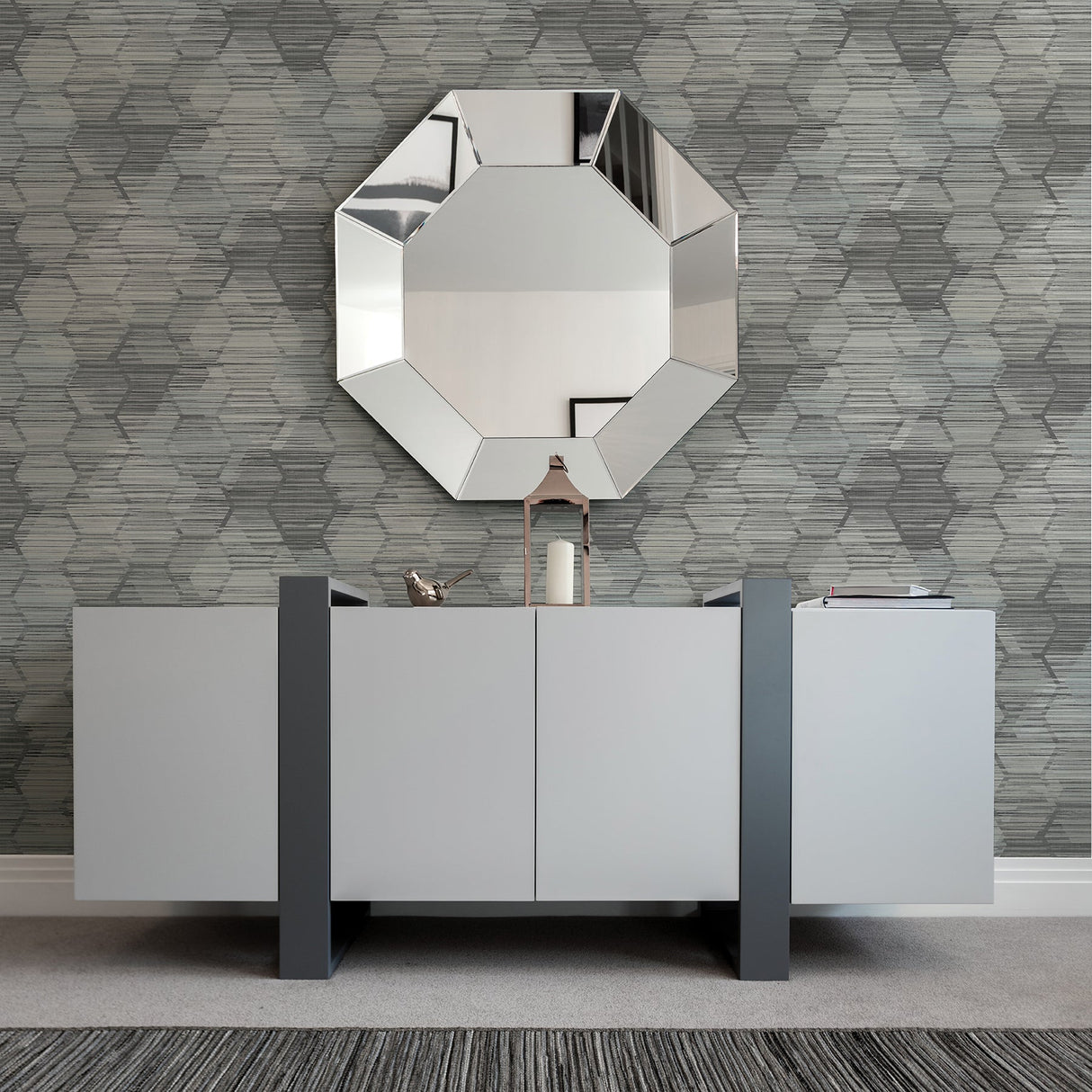 A-Street Prints 2949-60500 Jabari Charcoal Geometric Faux Grasscloth Wallpaper