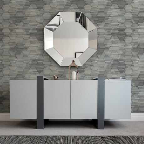 A-Street Prints 2949-60500 Jabari Charcoal Geometric Faux Grasscloth Wallpaper