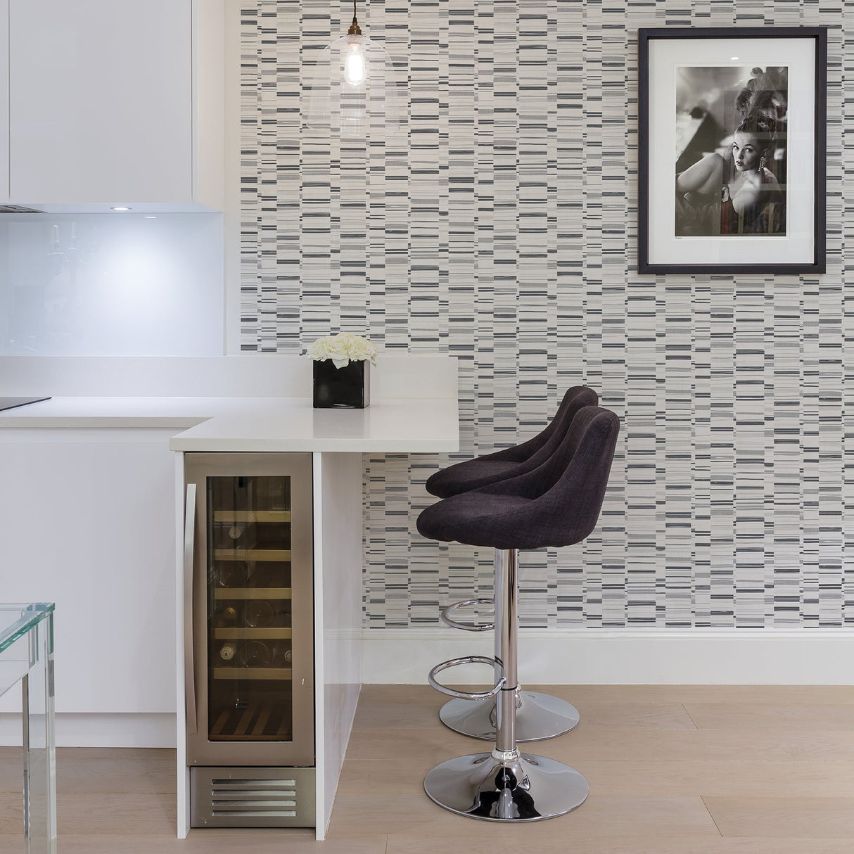 A-Street Prints 2949-60812 Fresnaye Black Linen Stripe Wallpaper