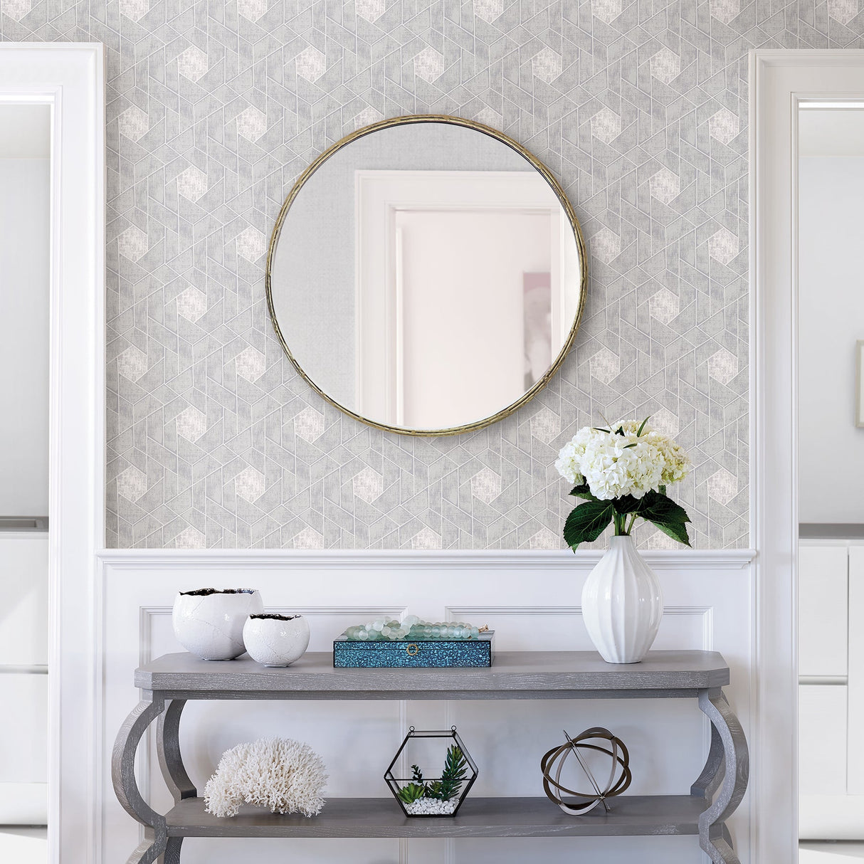 A-Street Prints 2964-25902 Granada Light Grey Geometric Wallpaper