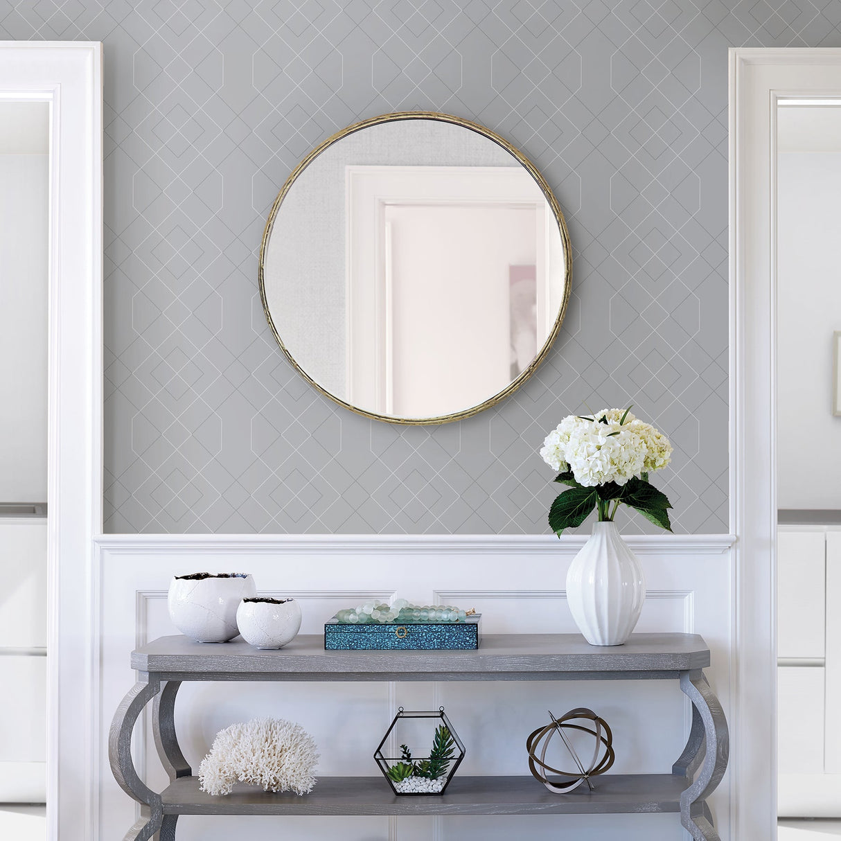 A-Street Prints 2964-25910 Ballard Pewter Geometric Wallpaper