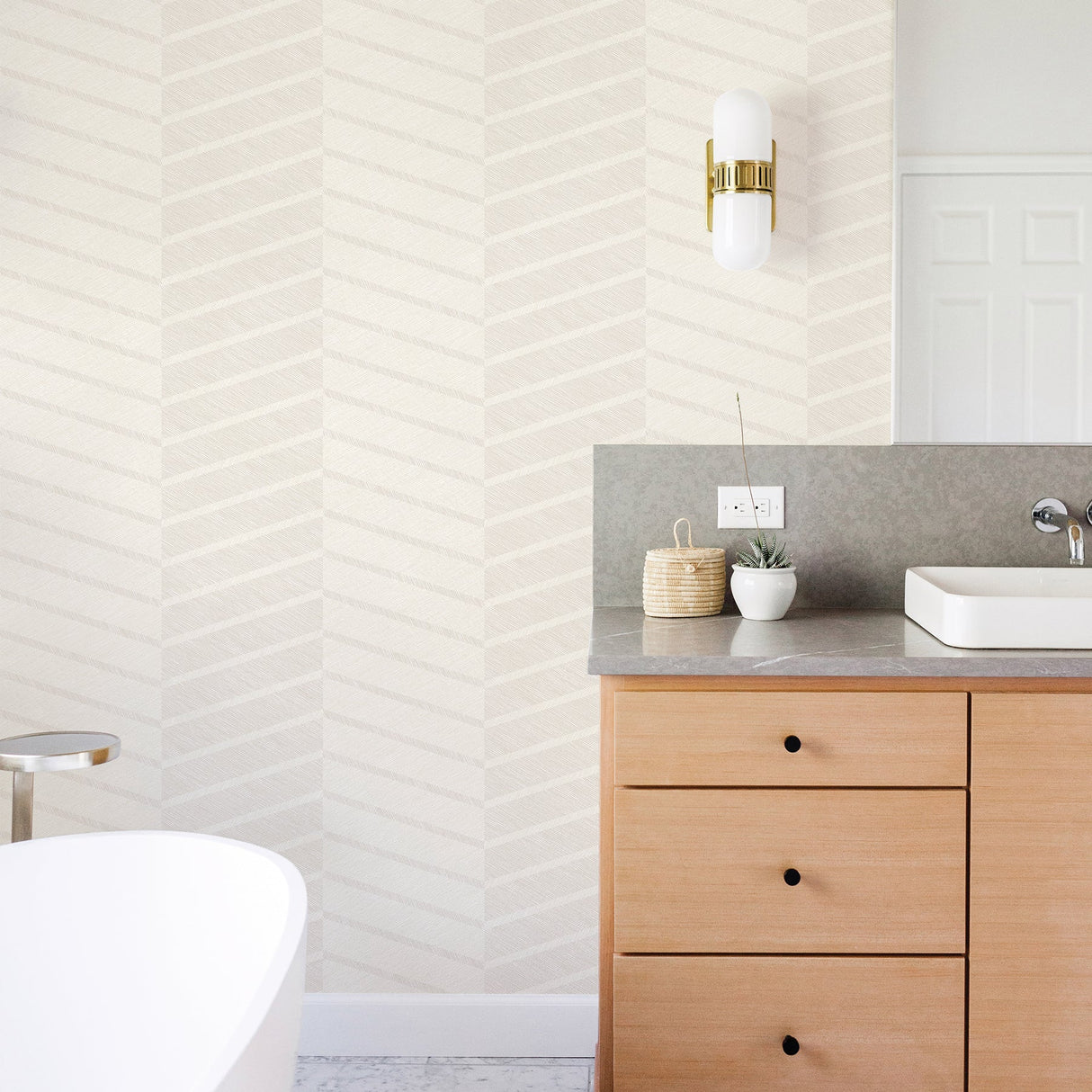 A-Street Prints 2964-25919 Aspen White Chevron Wallpaper