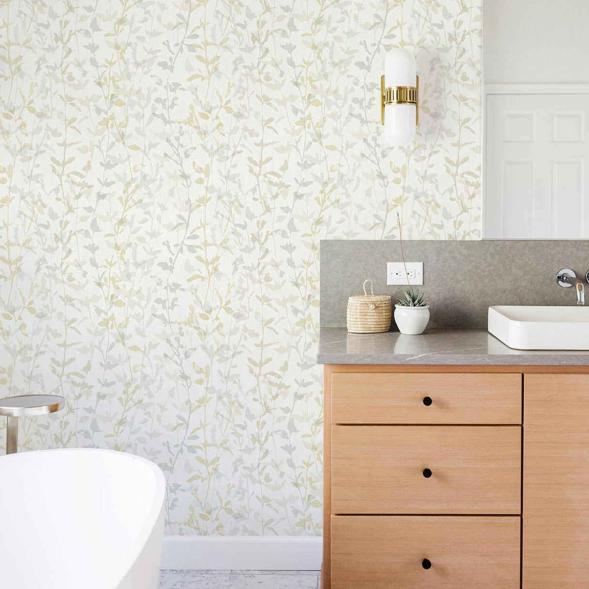 A-Street Prints 2964-25933 Thea Light Grey Floral Trail Wallpaper