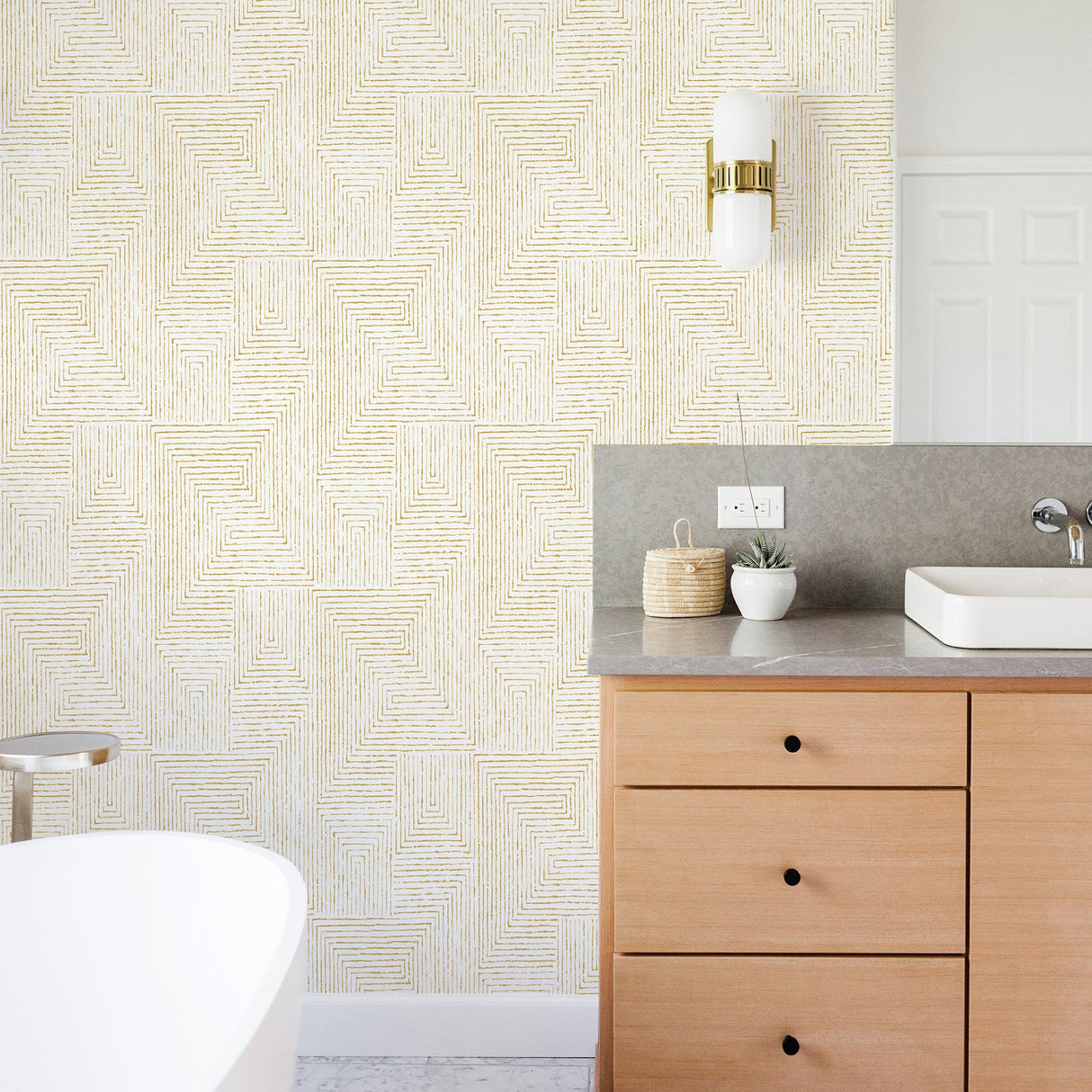A-Street Prints 2964-25957 Merritt Honey Geometric Wallpaper