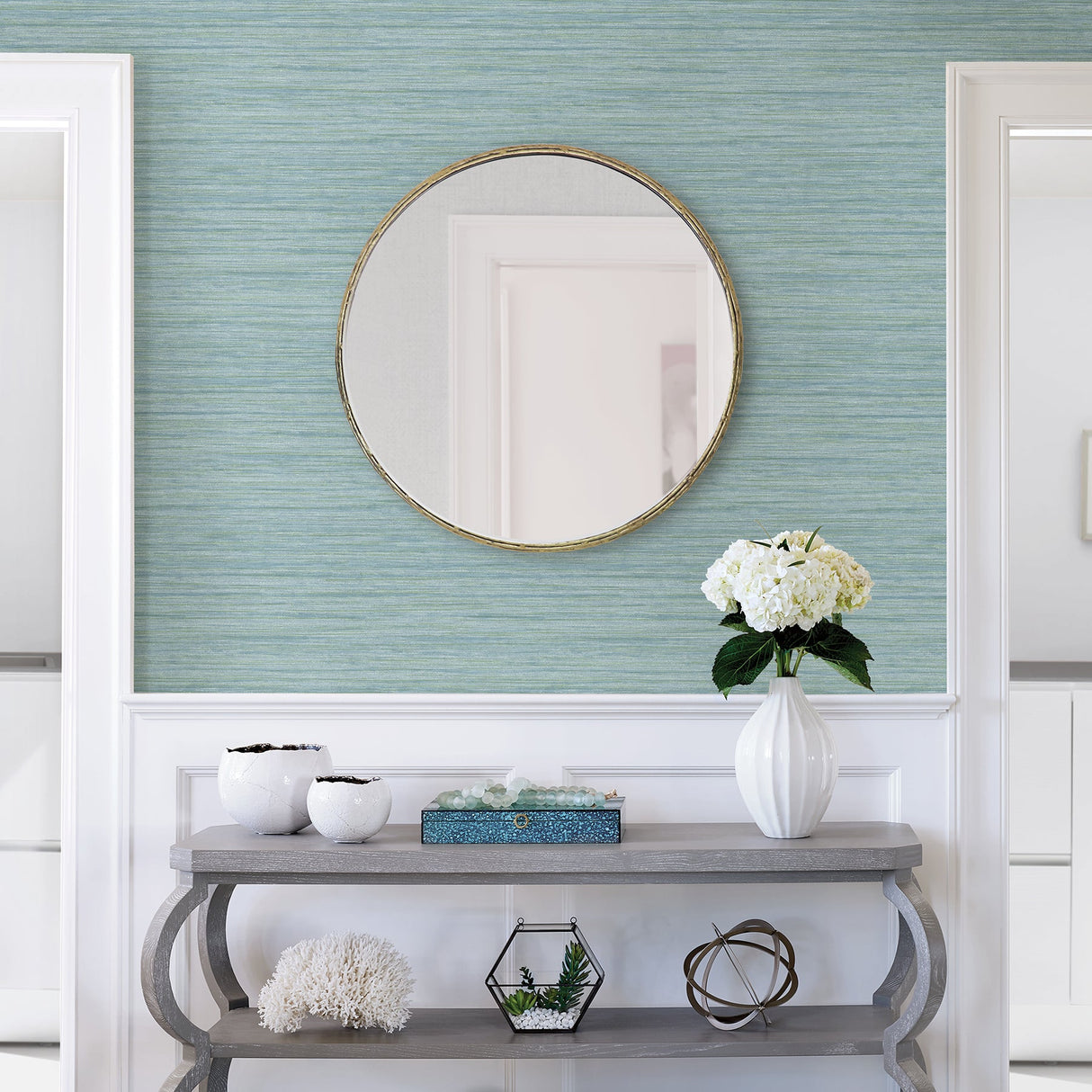 A-Street Prints 2964-25961 Barnaby Light Blue Faux Grasscloth Wallpaper